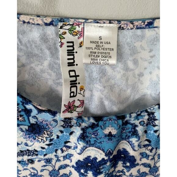 Mimi Chica Size Small Long Bell Sleeve Dress Print Open Back Boho Fairy Festival - Picture 4 of 5